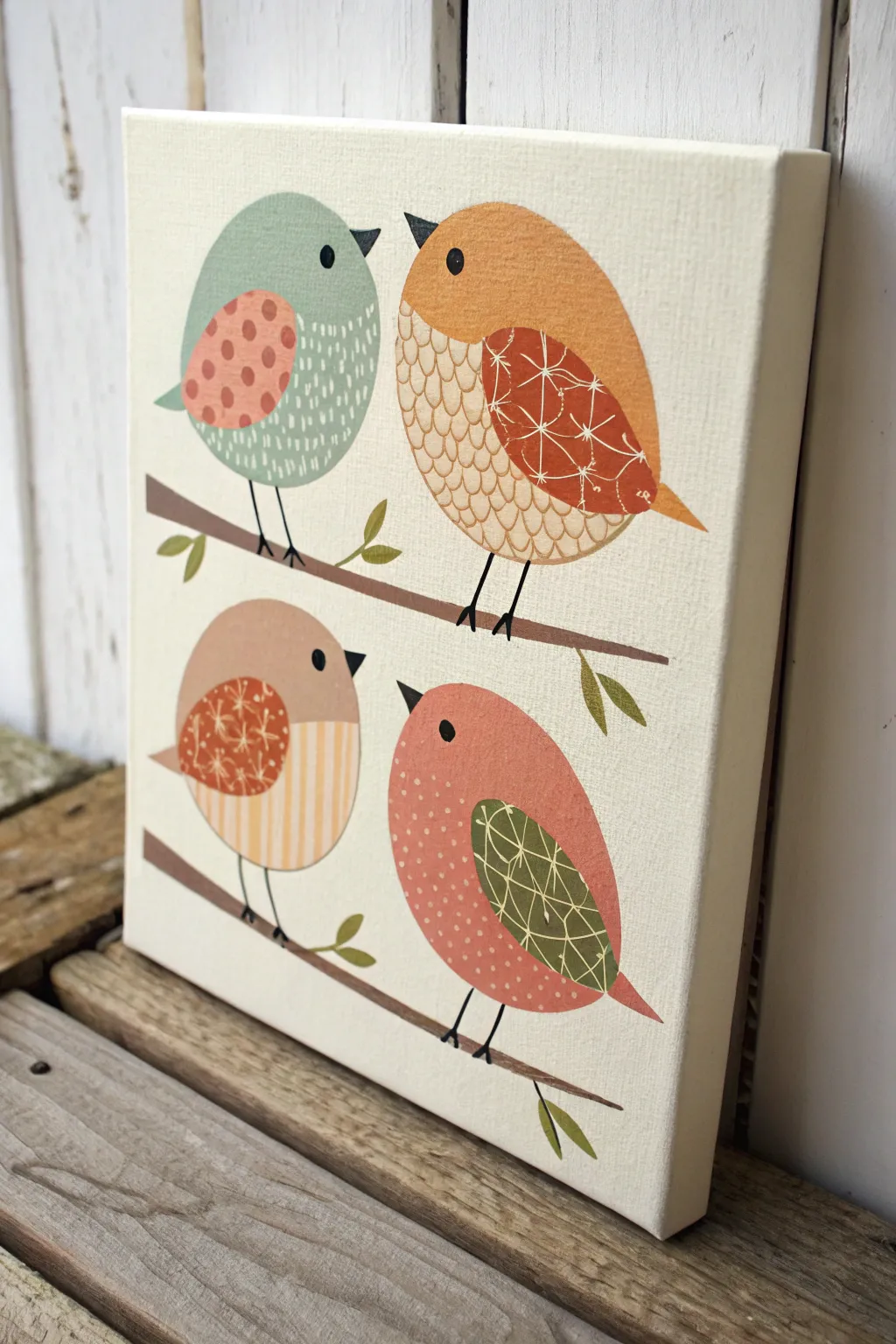 Paint cheerful stacked birds with simple color blocks, a cute sip and paint project for beginners.