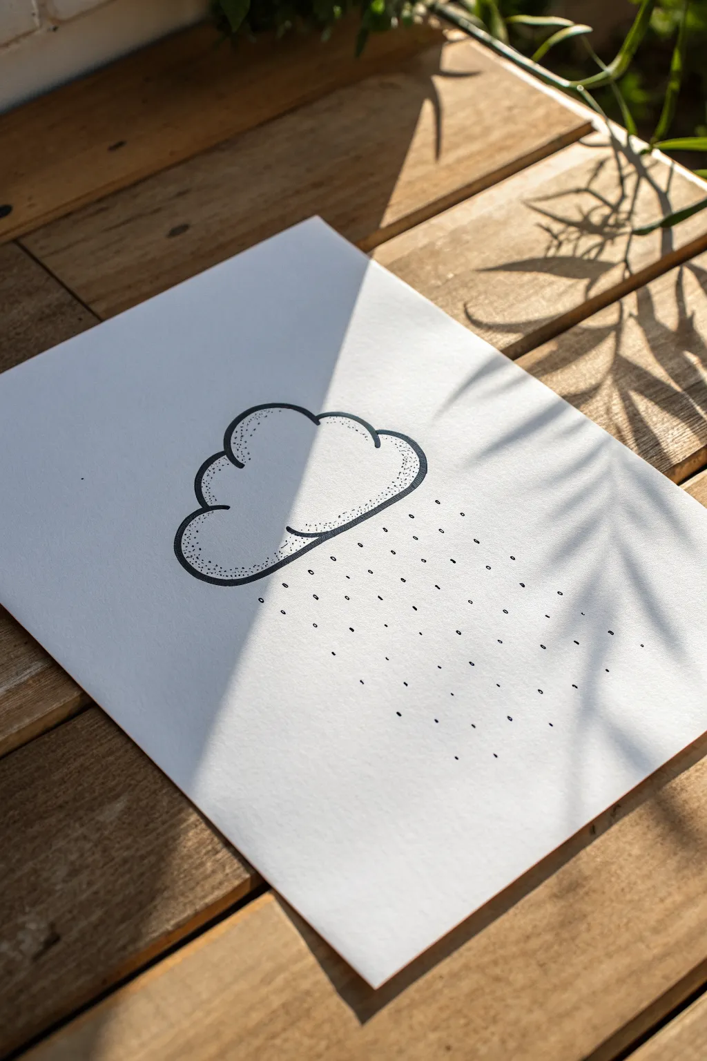 Simple cloud puff with misty stippling for a calm minimalist ink drawing anyone can recreate