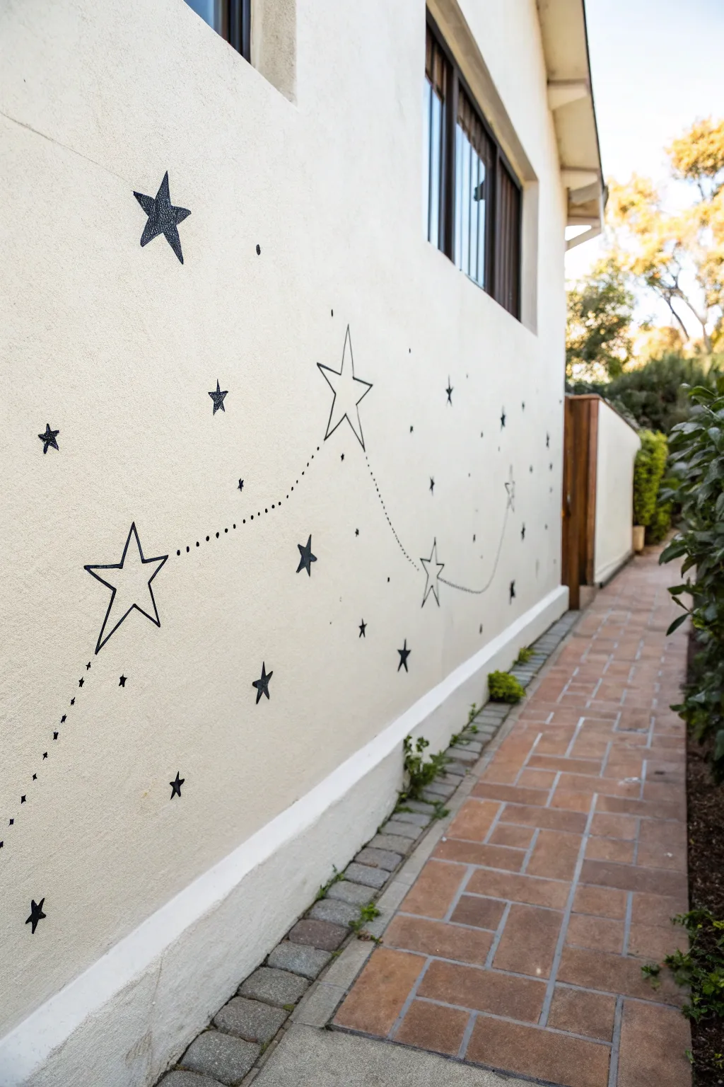 Tiny star doodles and simple constellations for a dreamy, minimal wall drawing idea