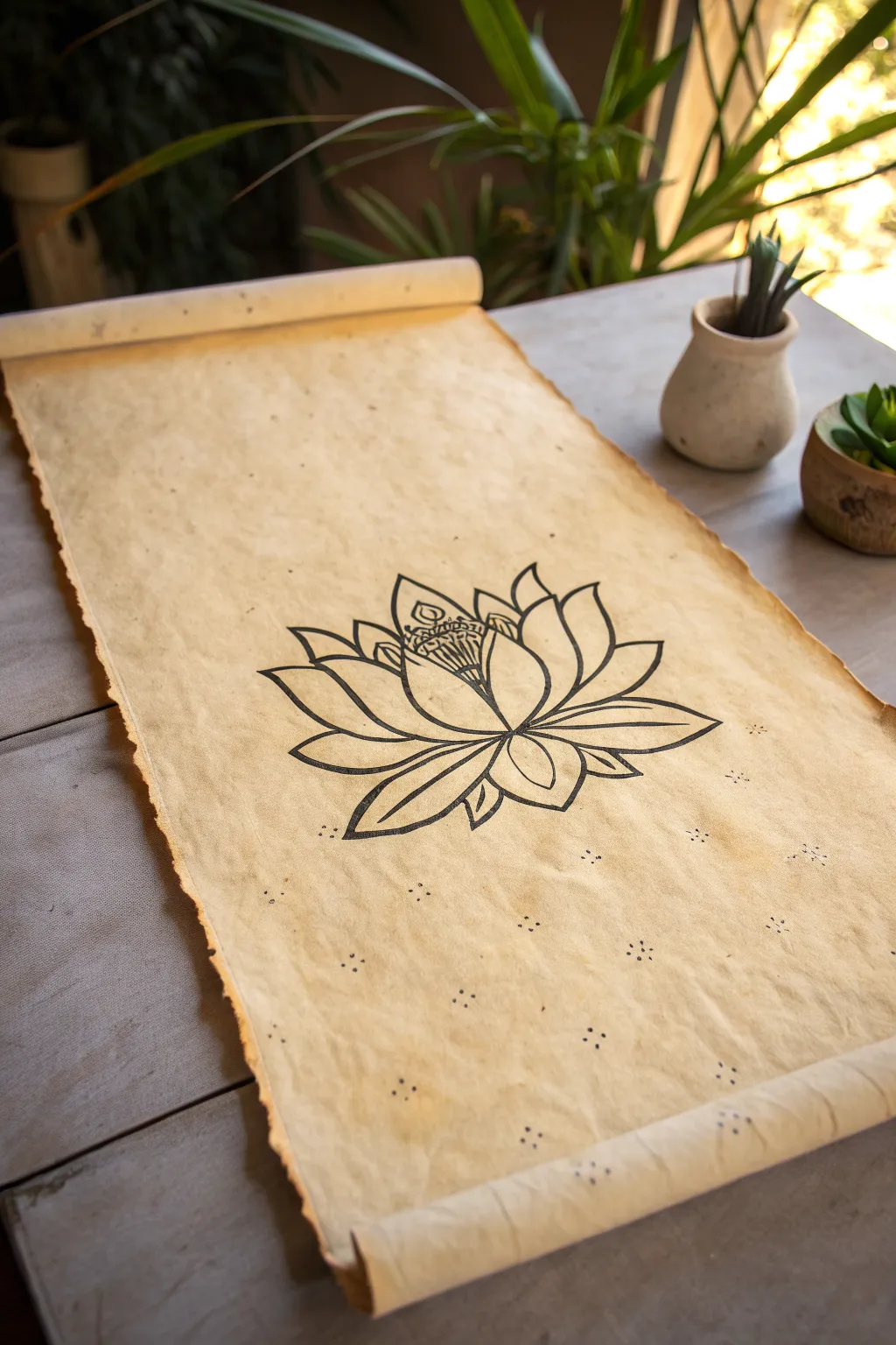 Warm papyrus wash with crisp black line art, a minimalist base for Egyptian drawing ideas