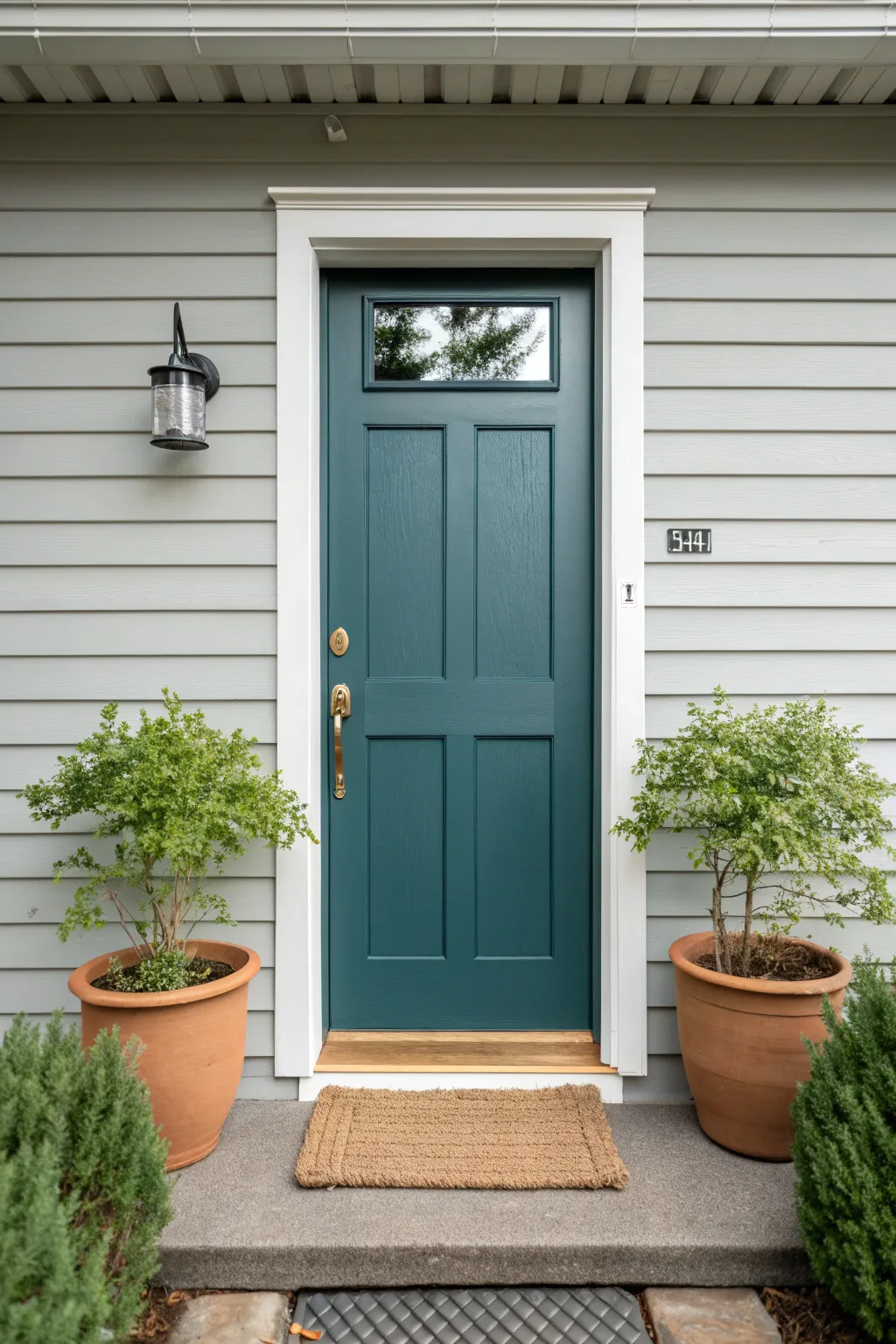 Let your front door steal the show with one bold hue against calm, neutral siding.
