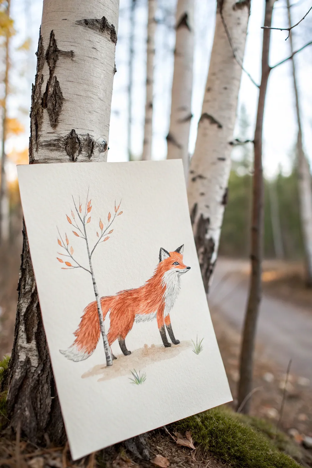 Finger-dabbed fox fur texture in autumn tones, an easy fall painting idea to try