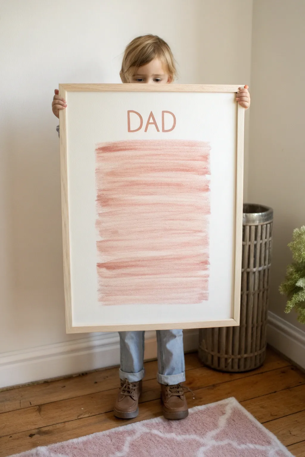 Bold fork texture grooves with creamy DAD initials, a minimalist toddler Fathers Day keepsake.