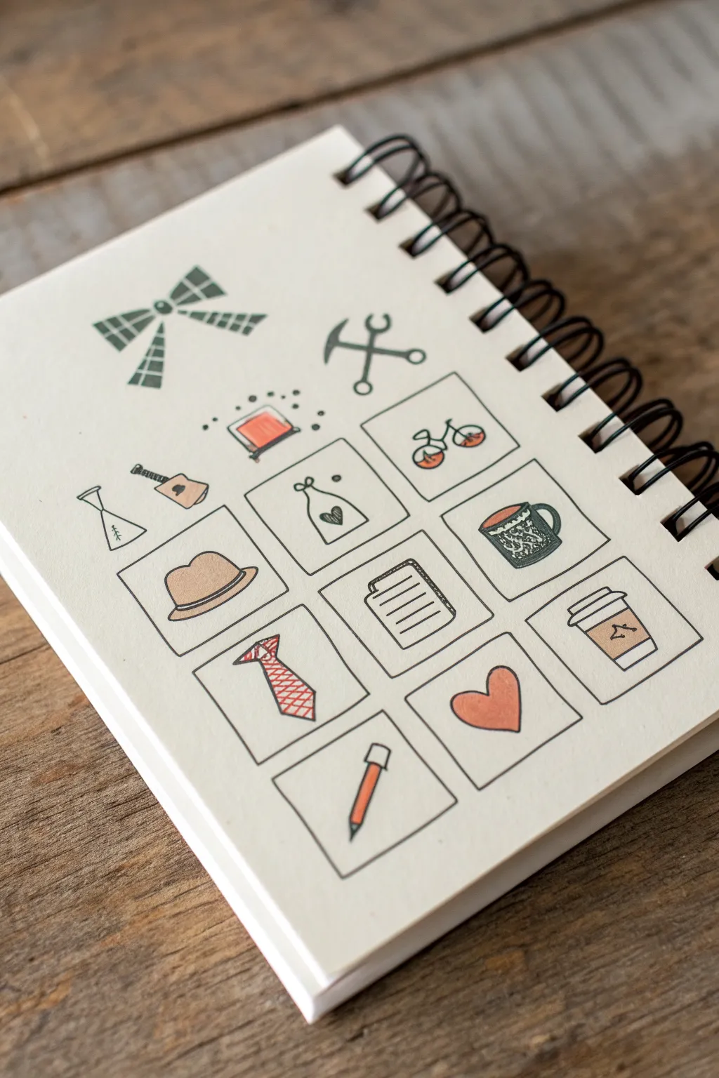 Simple Fathers Day drawing idea: mini dad icon collage in minimalist Scandinavian boho style.