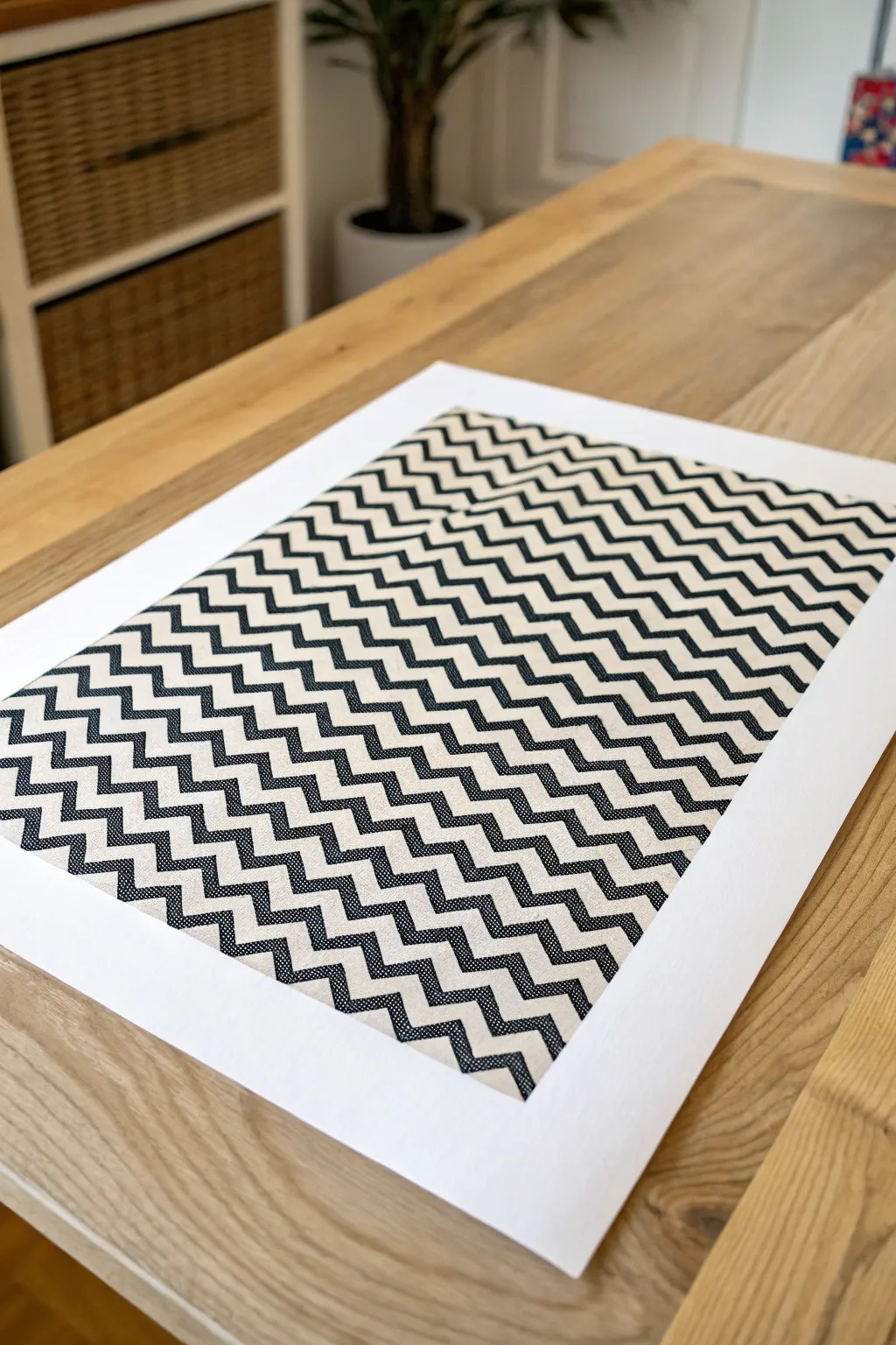 Bold wavy op-art stripes in ink on textured paper, minimal styling for modern geometric art.