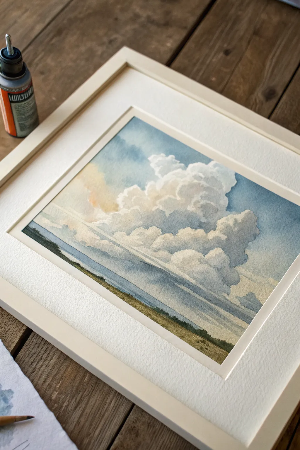 Easy indie painting idea: a spray can launching a dreamy layered cloud of color