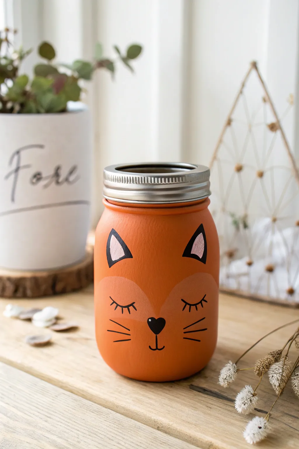 Save up in style with this adorable DIY painted fox jar, a sweet and handmade touch for any nursery shelf!
