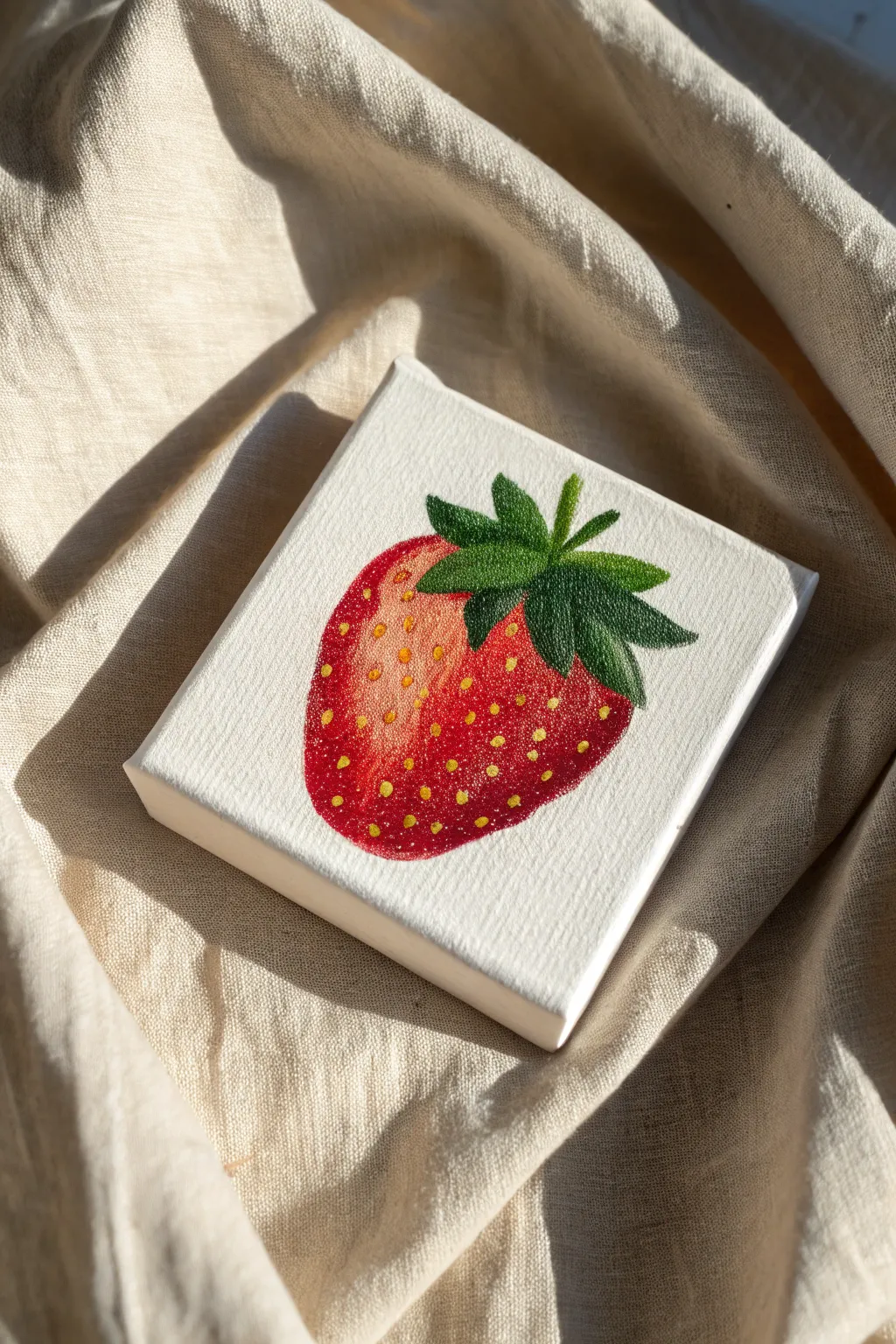 Add a pop of sweetness to your space with this easy graphic strawberry mini canvas idea. 🍓