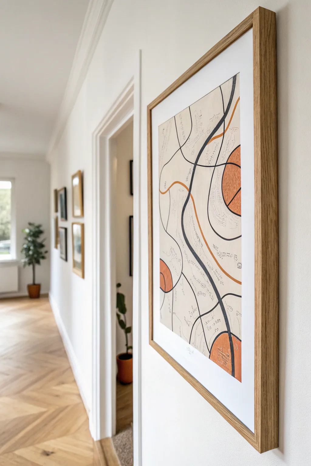 Create a chic abstract map artwork with clean lines and soft boho neutrals for your wall