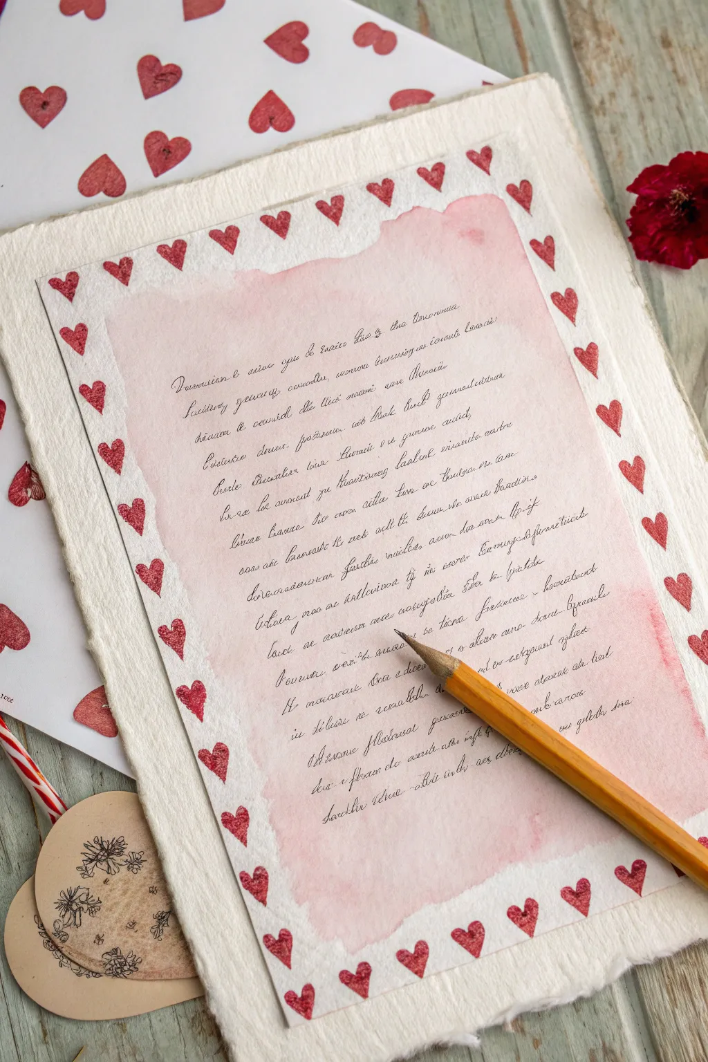 Minimalist boho Mothers Day handprint keepsake painting idea with tiny heart border