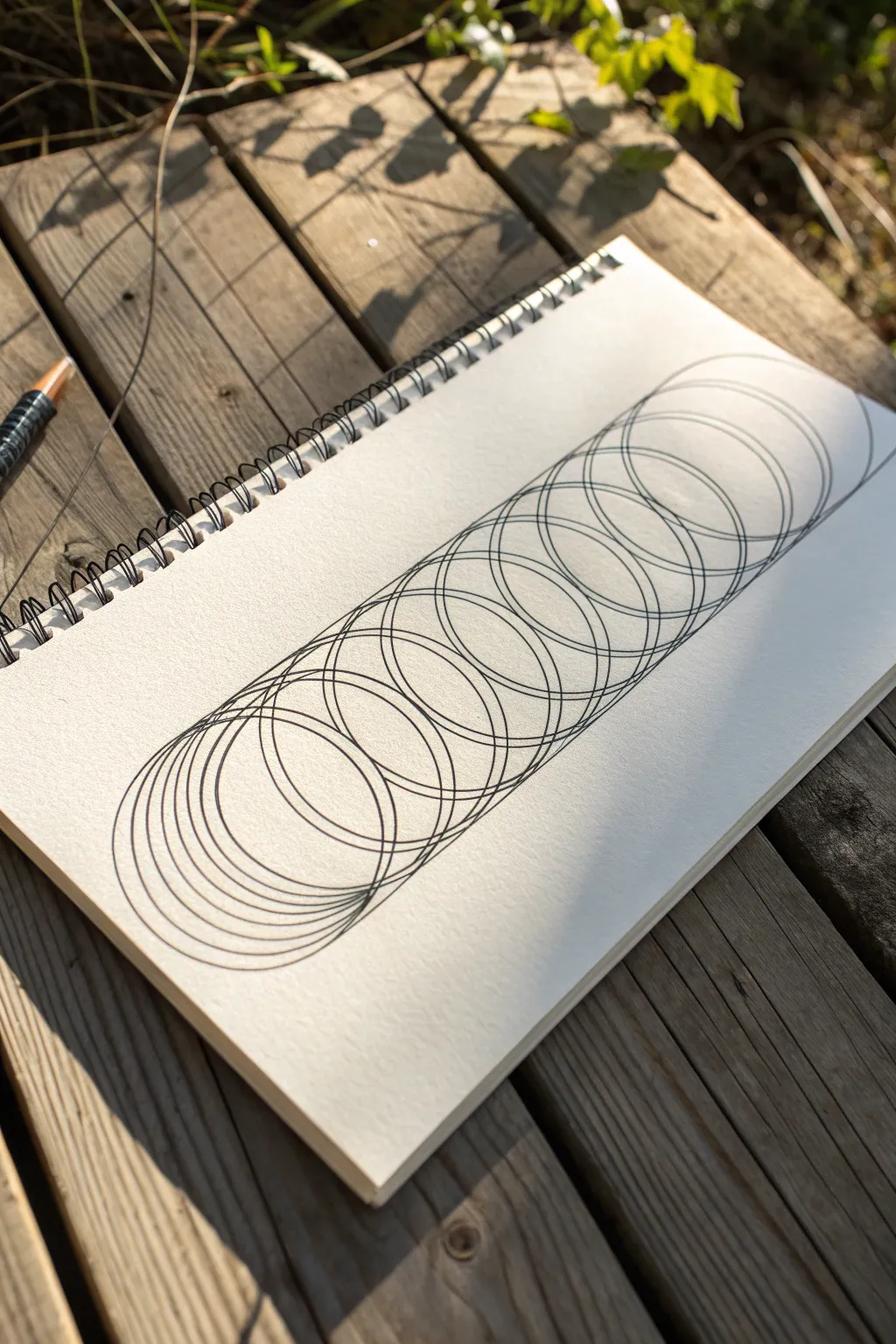 Curved contour lines create elegant paper tubes, a minimalist optical illusion drawing idea.