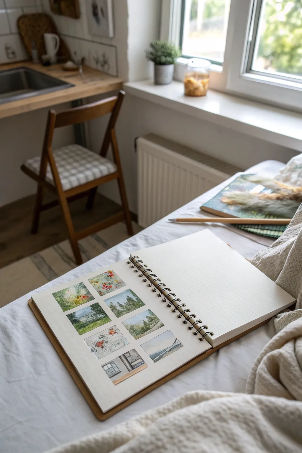 Try a week of tiny room scenes with this cozy sketchbook vignette challenge starter.