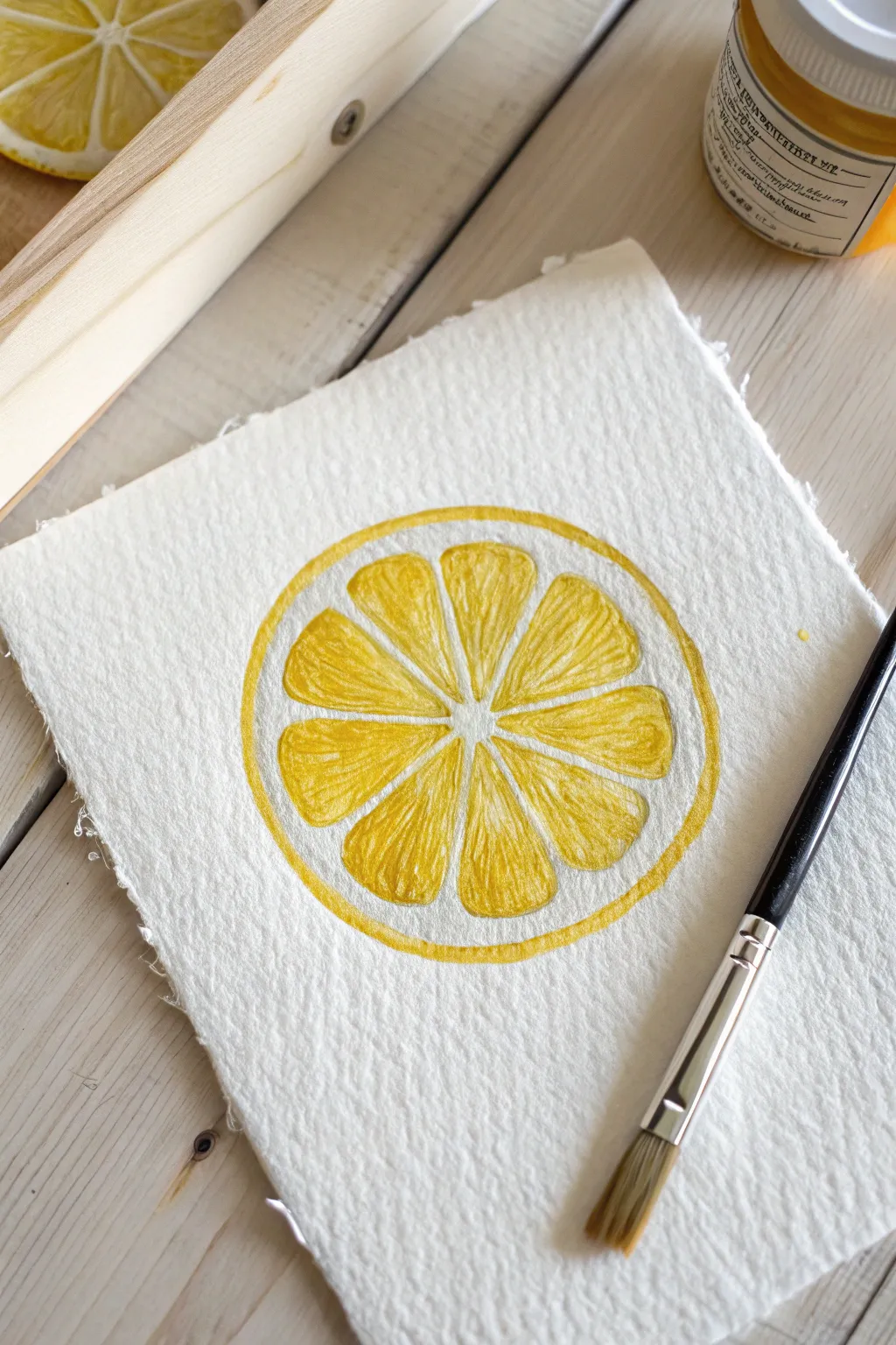 Fresh and zesty! 🍋 Try this simple citrus slice painting idea for a bright pop of yellow.