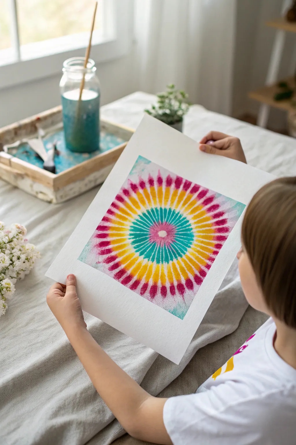 Bright spin art rings kids can make in minutes, a joyful color explosion with a clean minimalist vibe.