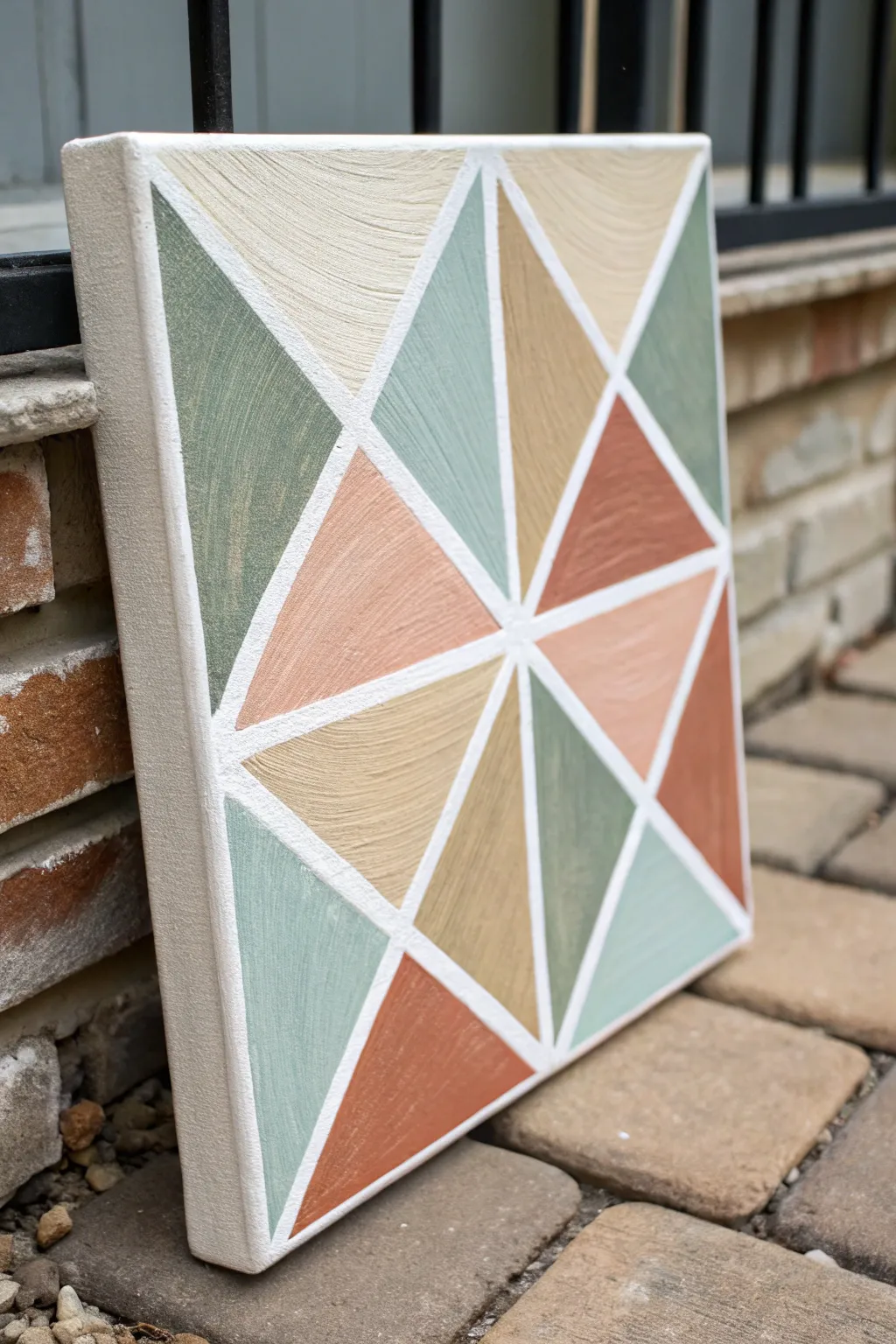 Clean wavy-line pattern painting in soft earthy tones for modern minimalist wall art.