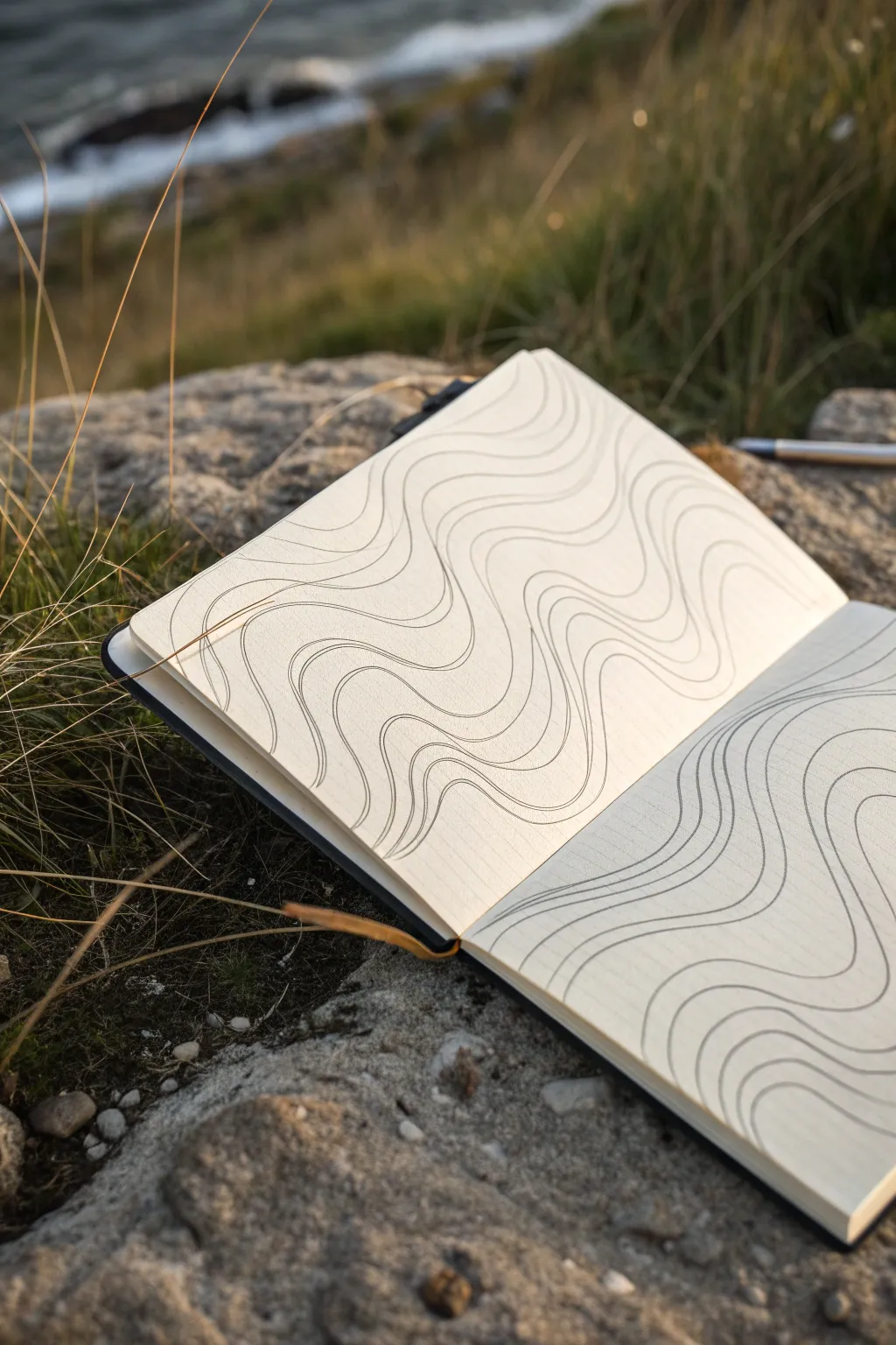 Wavy graphite lines conceal a gentle face profile, a secret-reveal abstract pencil idea