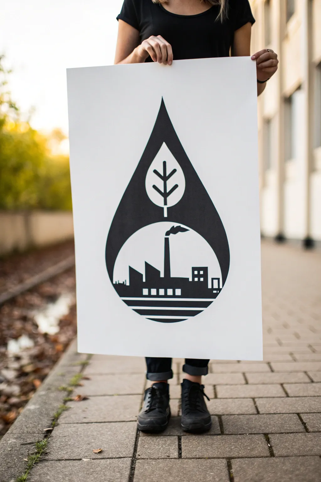 Clever negative space poster idea: a bold silhouette that reveals a hidden leaf with minimalist impact.