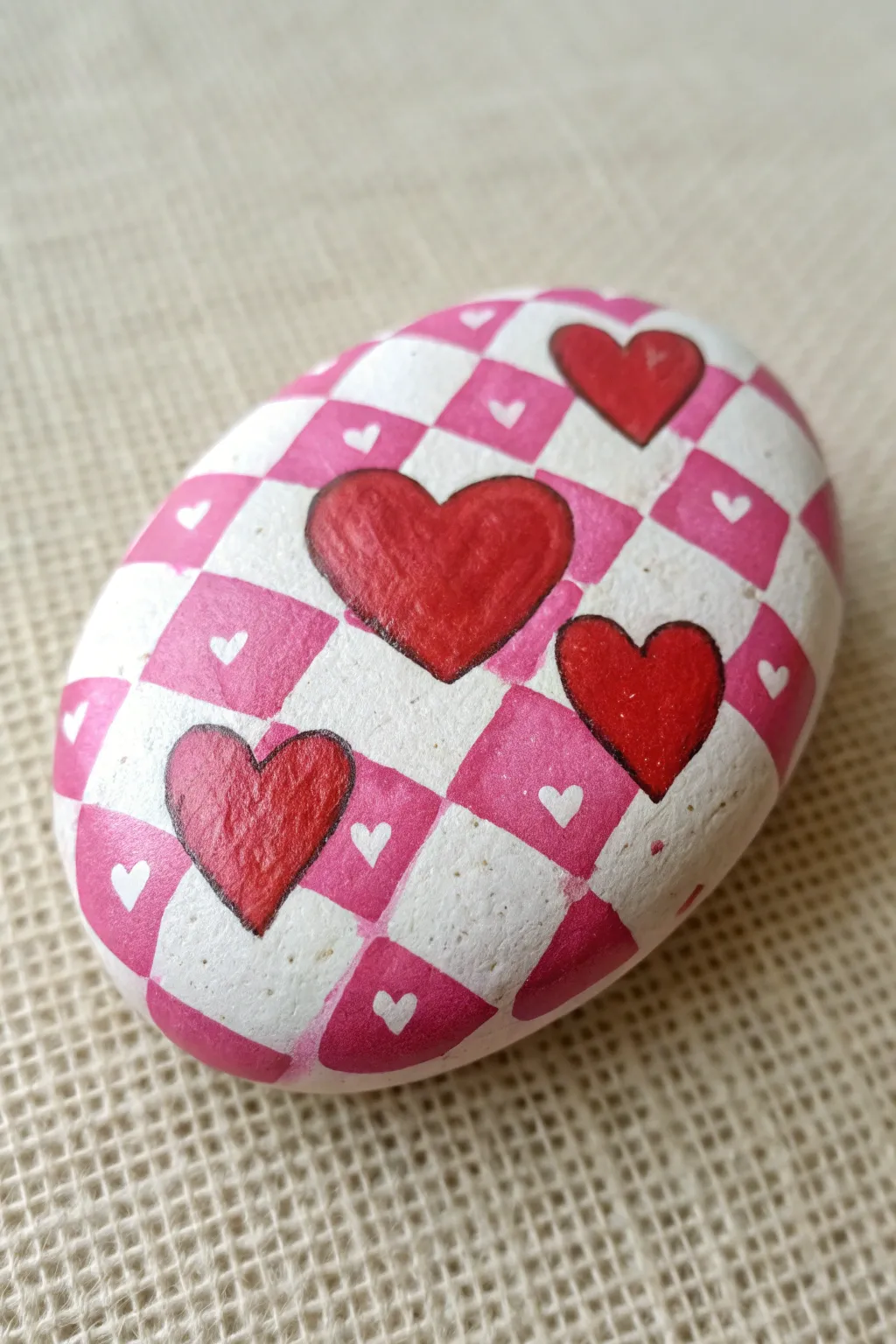 Checkerboard hearts rock in pink and coral for a cute, preppy remix that is simple to recreate
