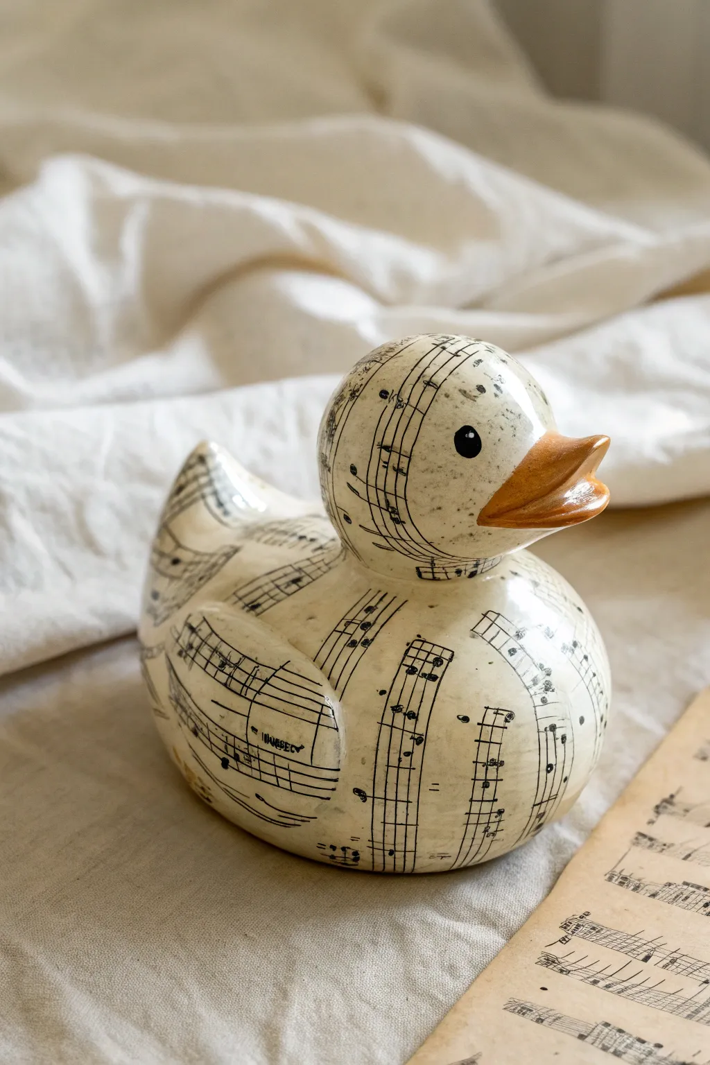 Transform plain surfaces with vintage sheet music decoupage for a timeless, textured look.