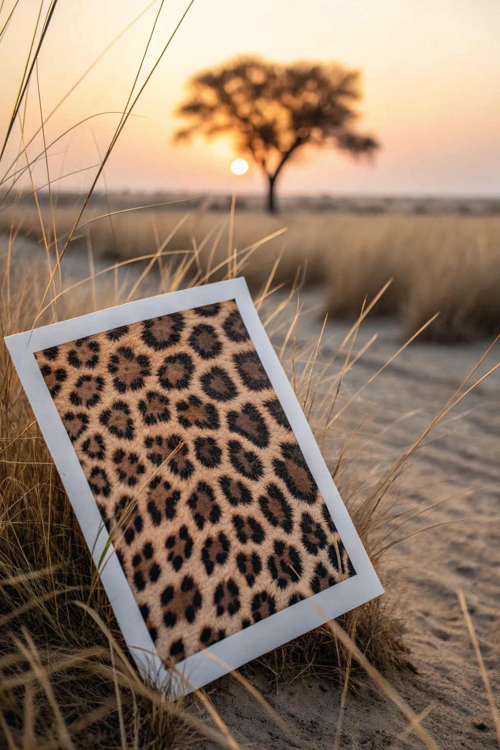 Leopard spot pattern study with a warm sunset wash for minimalist safari painting inspiration