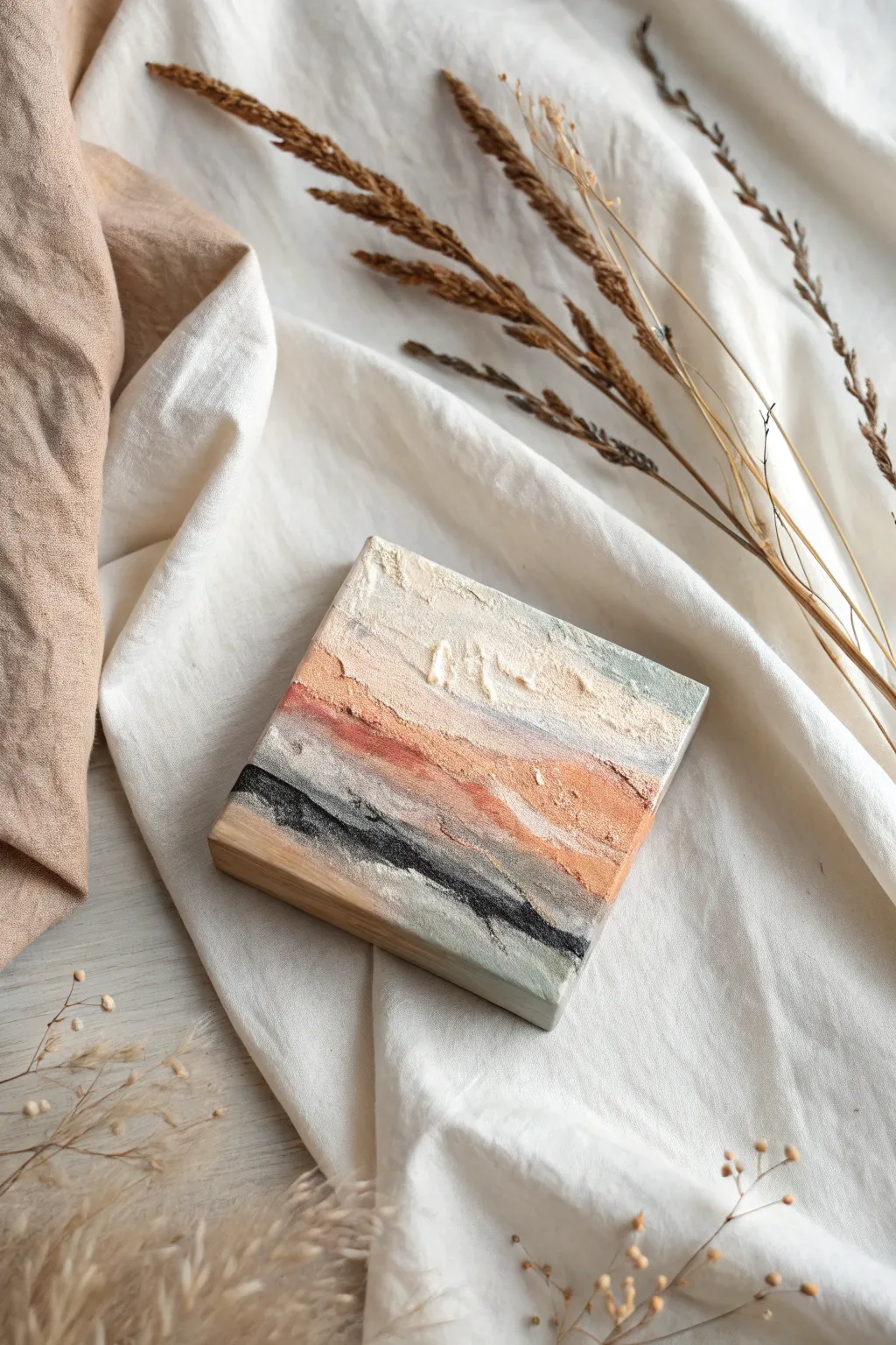 Abstract brushstroke sampler on a mini canvas, a simple way to explore color and movement.