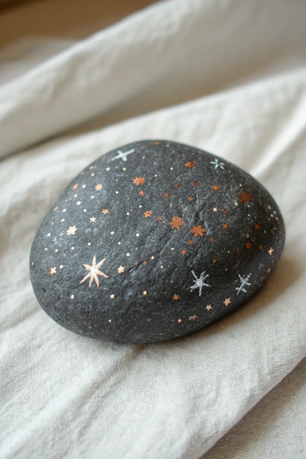 Textured meteorite rock with subtle space-dust sparkle, minimalist styling and bold contrast