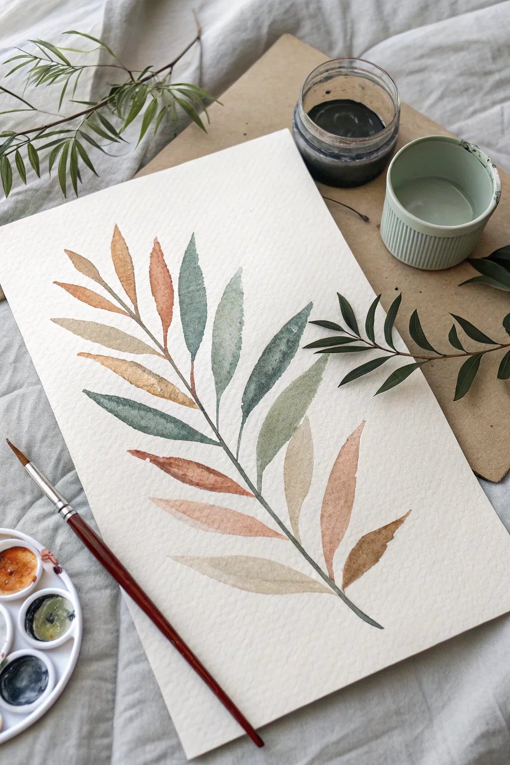 Splash and drag marks turn simple foliage into an energetic speed painting you can finish fast.