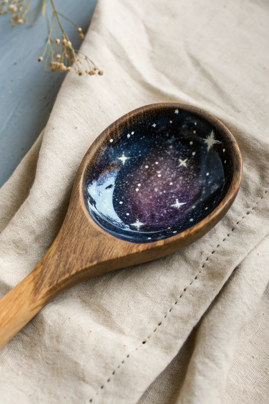 Capture the cosmos in your kitchen with this dreamy galaxy-painted spoon rest design.