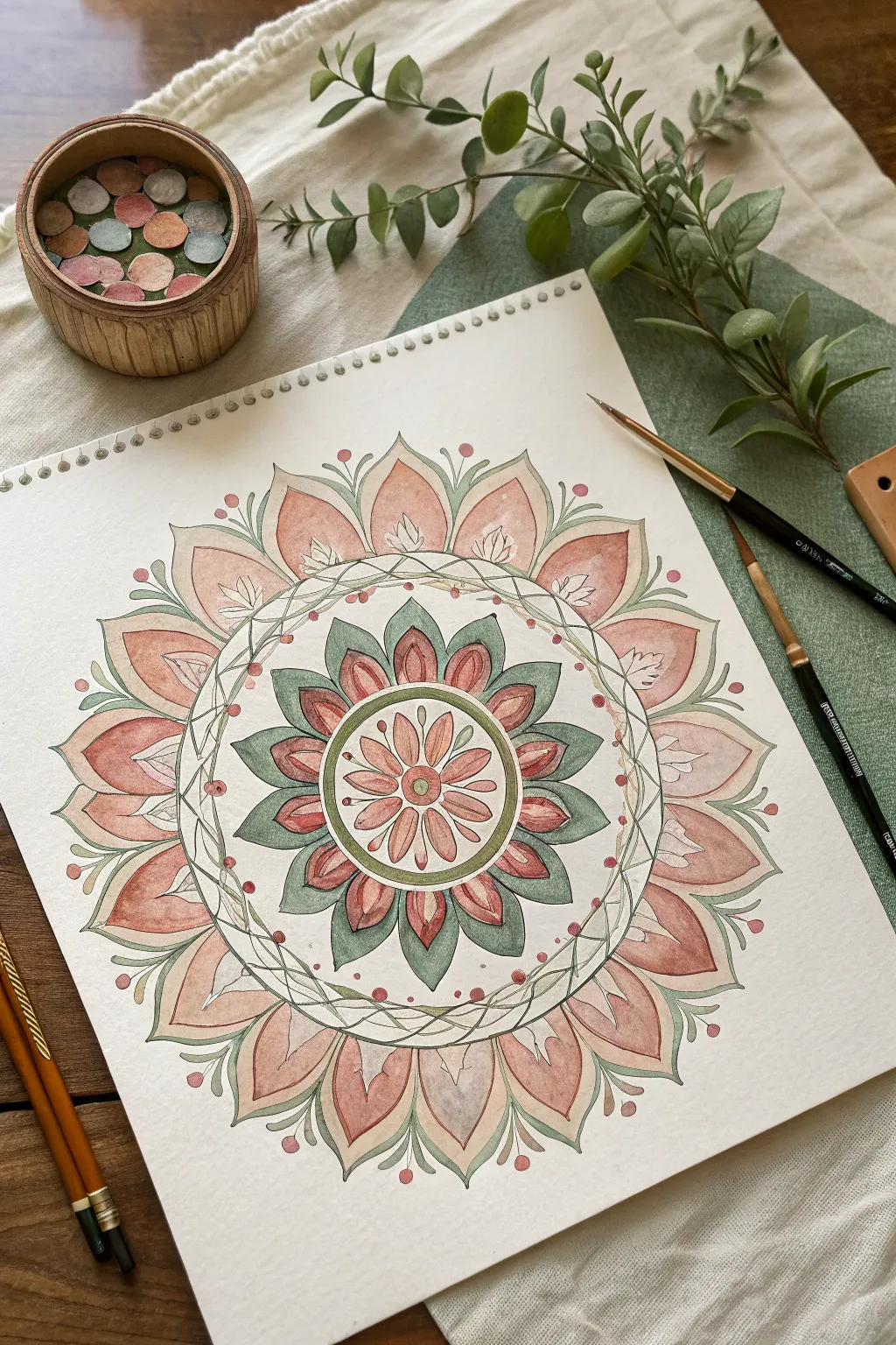 Floral petal swirl mandala in calming boho pastels, perfect for your next swirl painting