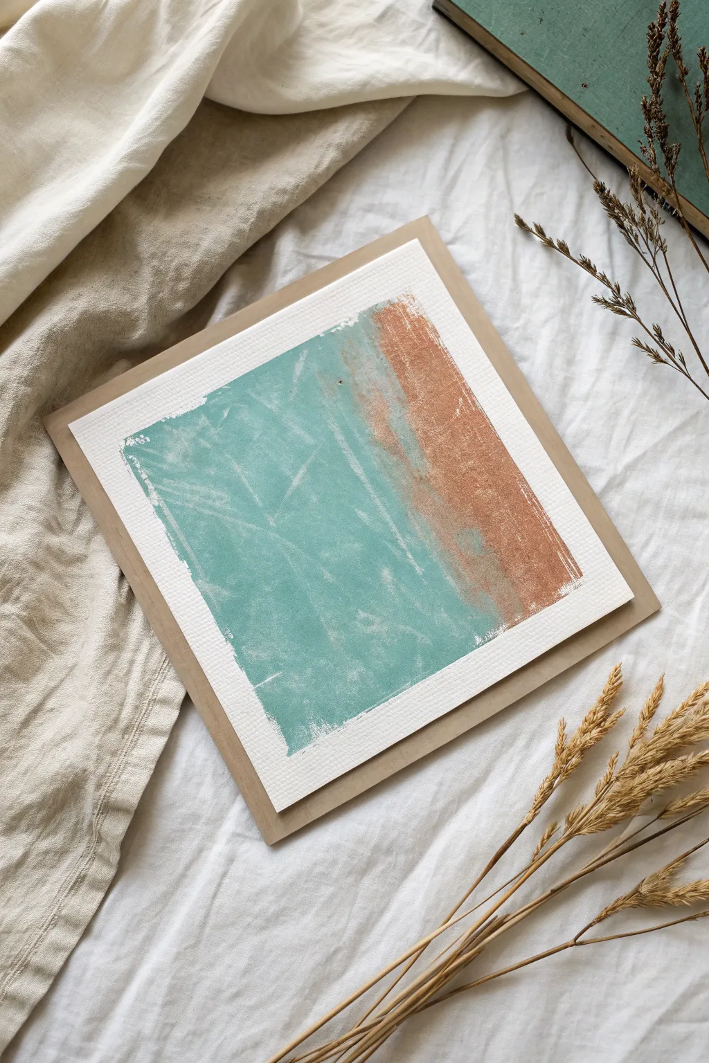 Tempera sgraffito close-up: scratch through a warm top coat to reveal bold color beneath