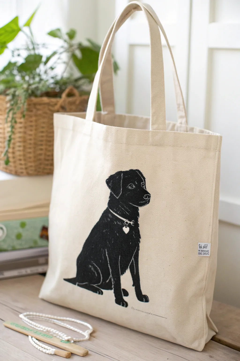 Minimal pet silhouette tote bag painting idea with soft pencil lines for an easy DIY look