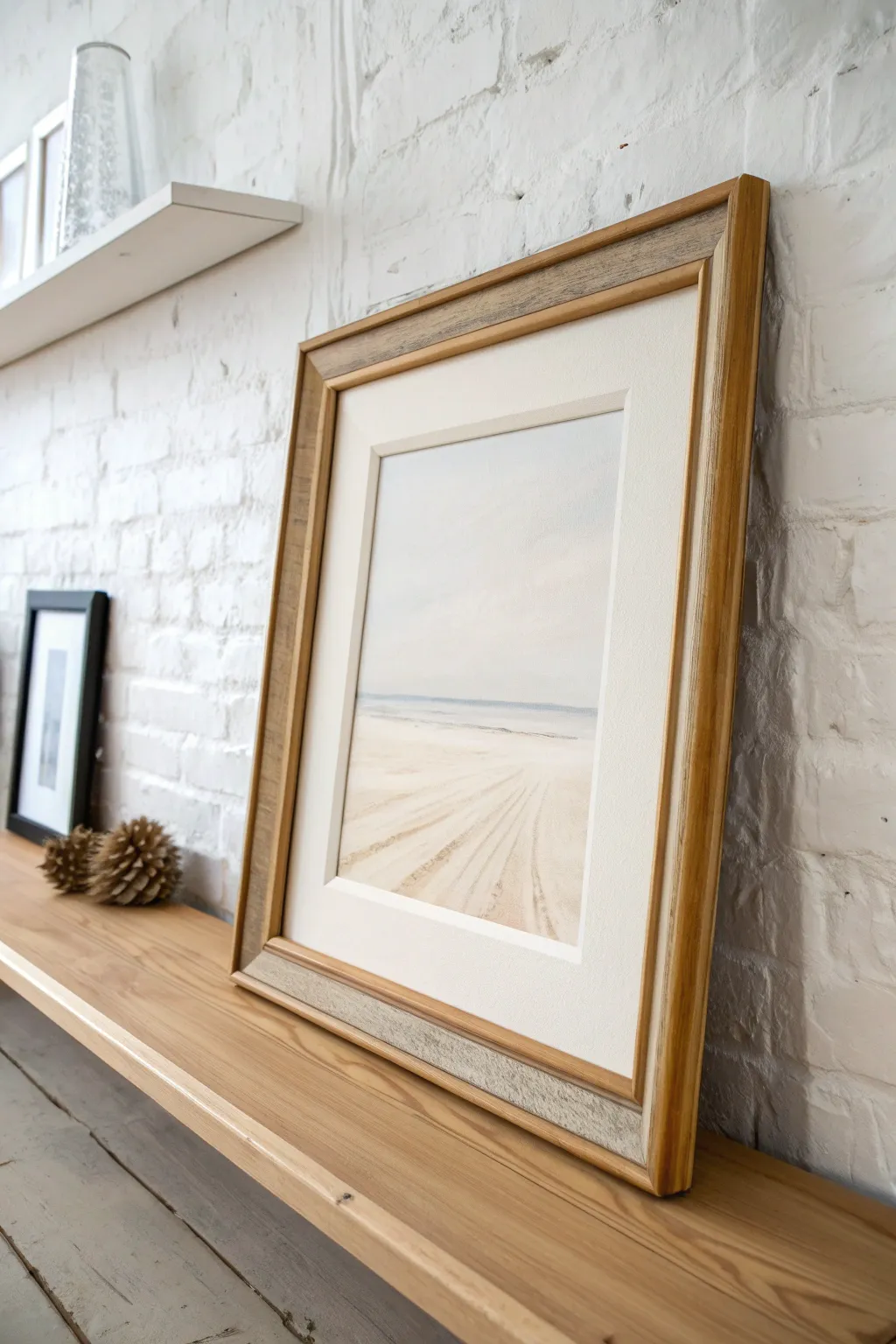 Painted frame illusion makes a simple canvas look instantly framed, minimalist boho DIY