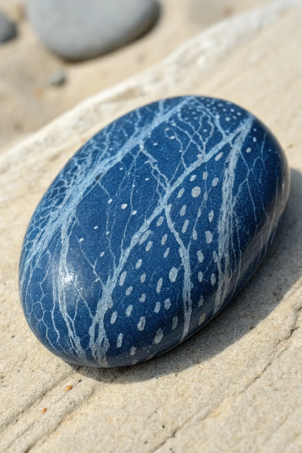 Ocean-toned whale-skin stippling on one rock with clean Scandinavian contrast and calm boho warmth