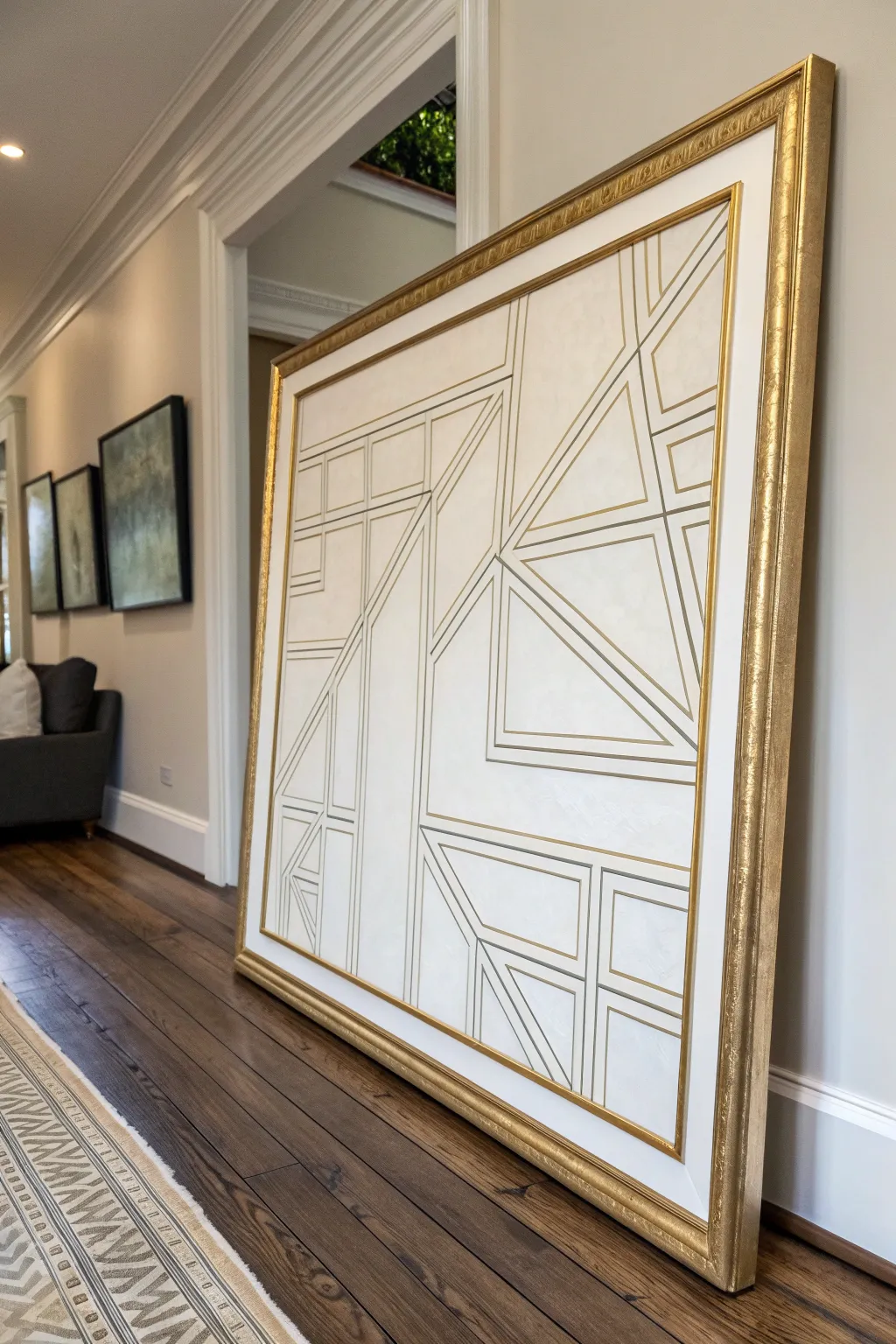 Minimal floor plan inspired abstract lines for a personal, modern twist on living room wall art.