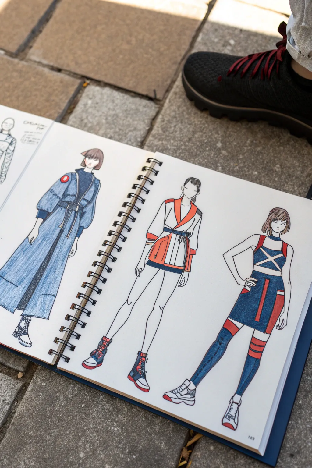 Three anime outfit mashups in bold silhouettes: tradition meets street layers and armor accents