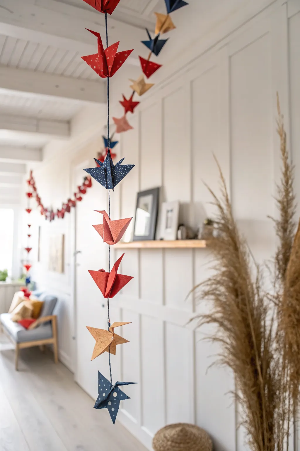 Fold together: a bold origami garland that turns your art club table into decor.