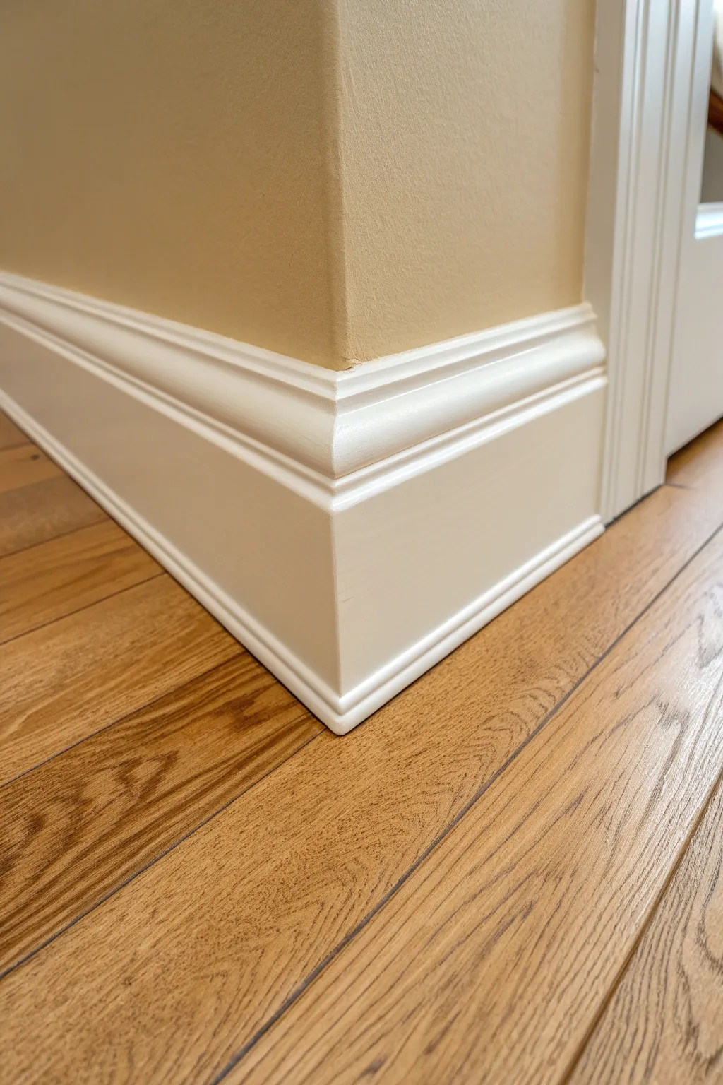 Warm tan baseboards that mirror natural wood undertones for a cozy Scandinavian minimalist vibe