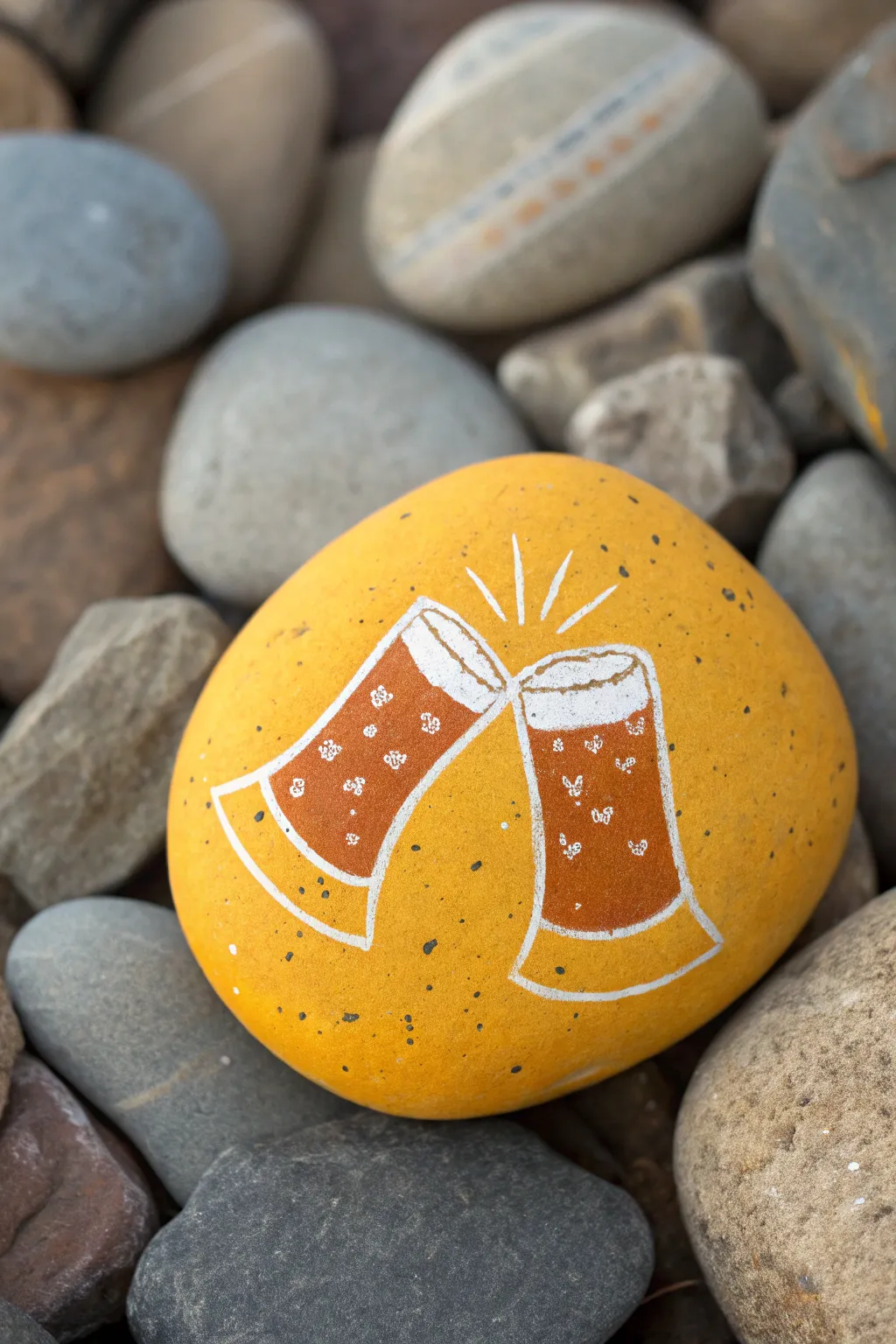 Two favorite drinks clinking on a painted rock, a cute best-friend craft with bold cozy vibes
