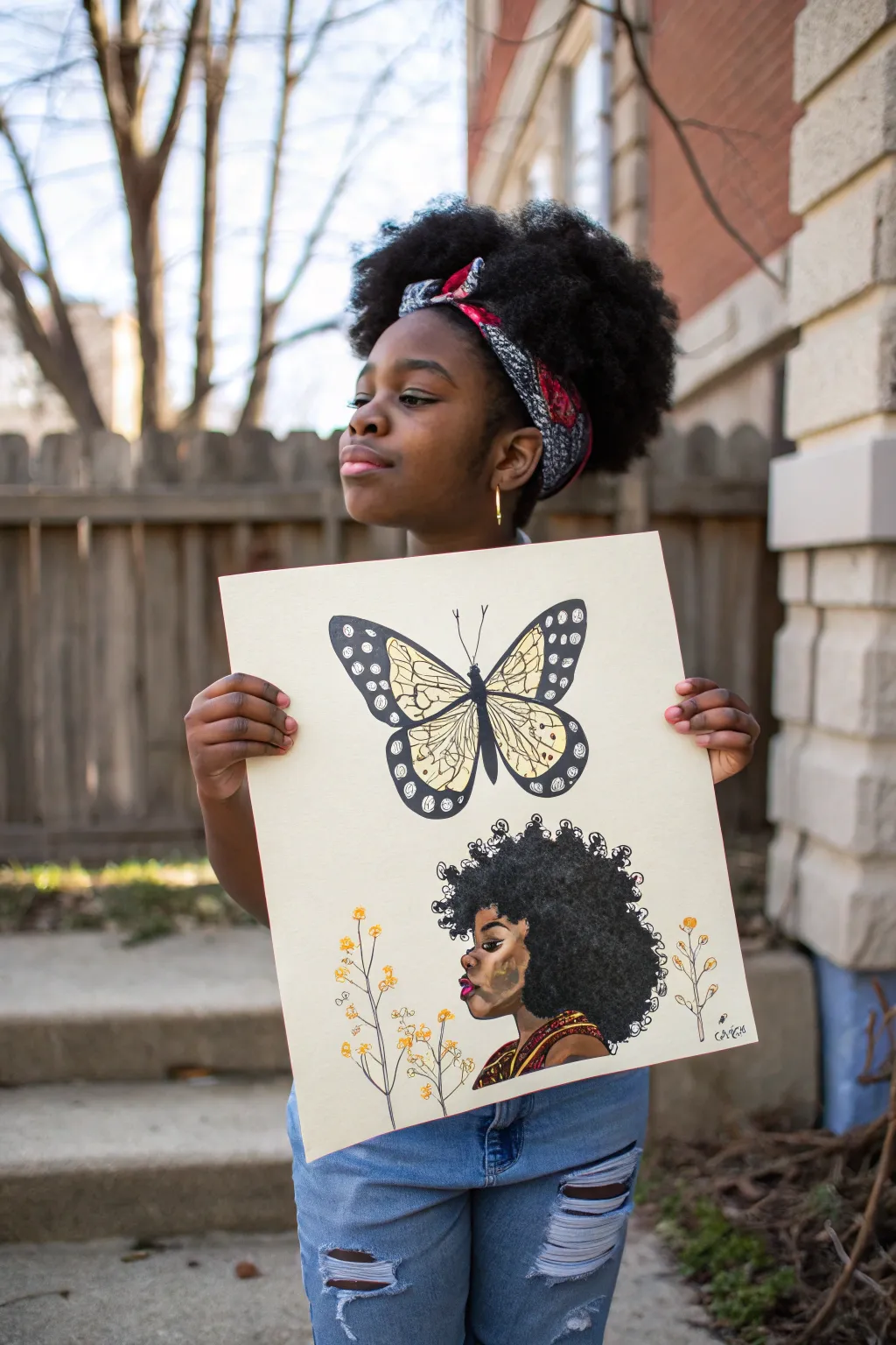 Butterfly locs made easy with repeating curved shapes, bold color pops, and a soft halo glow