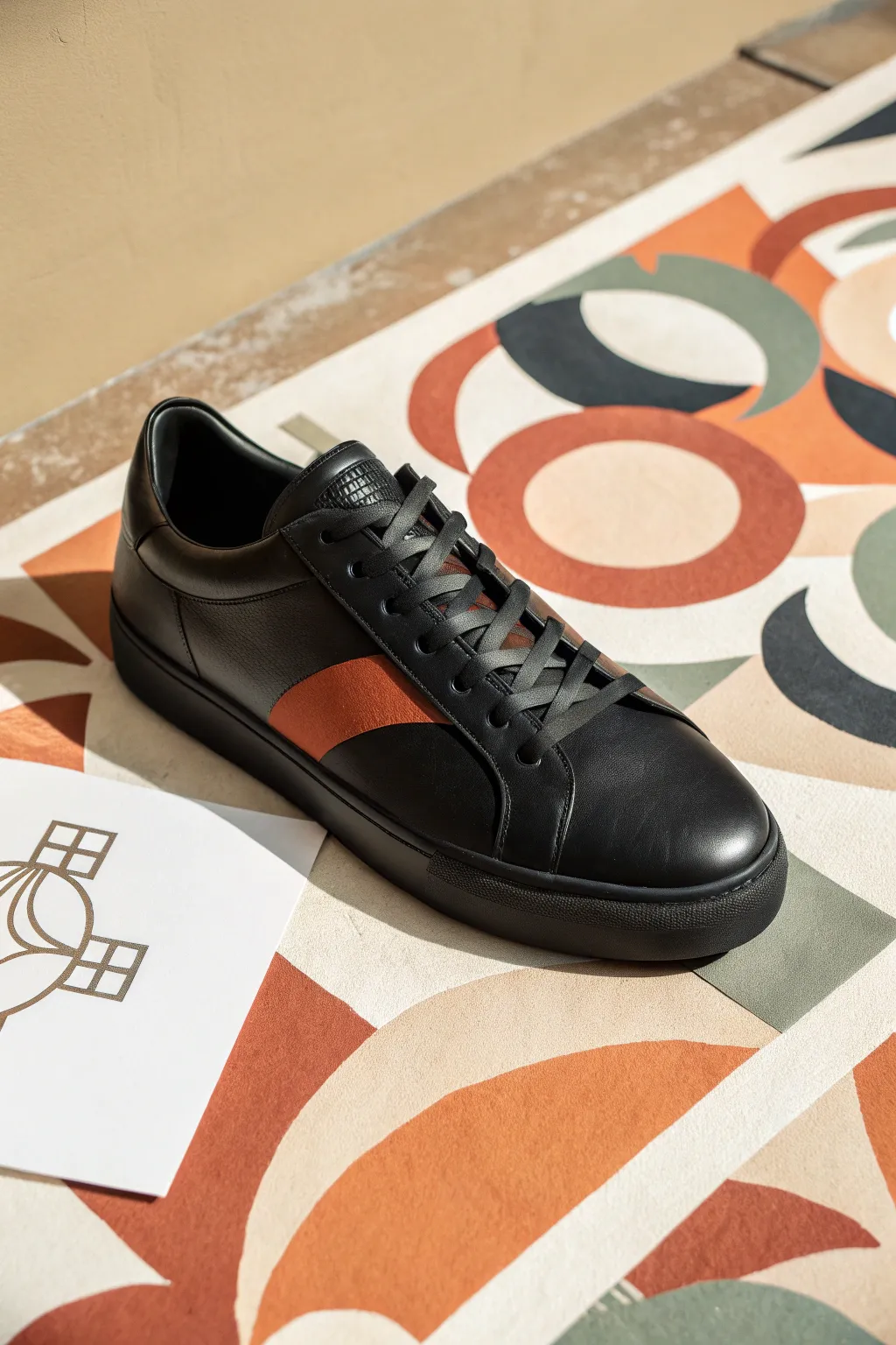 Negative-space shoe art: bold cutouts on matte black for a minimalist boho statement