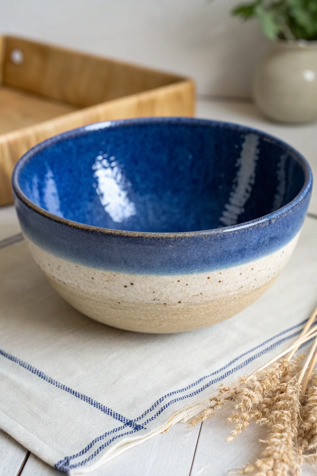 Ombre bowl painting idea: deep rim fading to a soft base with a glossy handcrafted finish.