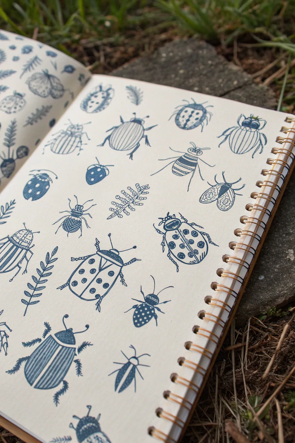 Patterned doodle bug swarm in bold boho colors for Scandinavian minimalist art inspiration