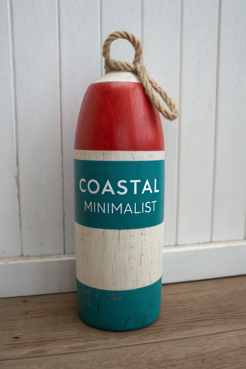 Hand-lettered buoy painting idea with bold contrast, simple waves, and a clean coastal vibe