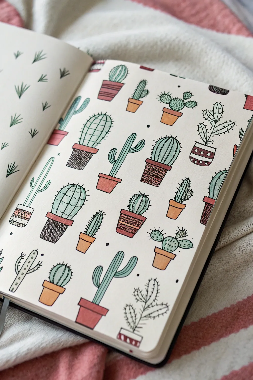 Seamless cactus pattern inspiration with clean lines and bold desert hues for your next sketch