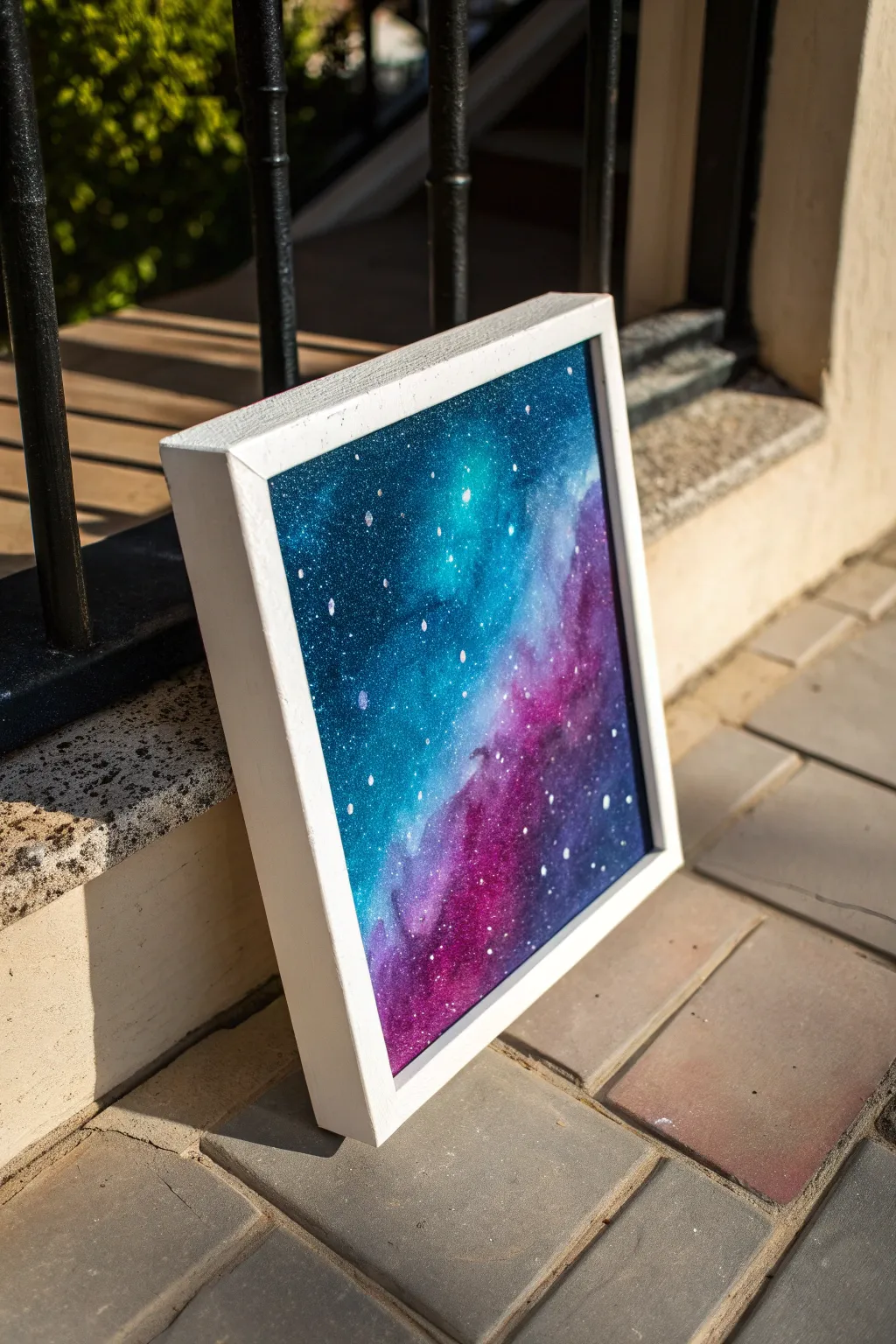 DIY faux torn 3D canvas illusion with bold galaxy colors and dramatic shadows for depth