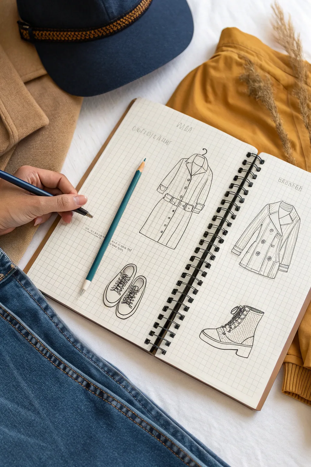 One base outfit, five easy remixes in a clean sketchbook grid with bold boho color pops