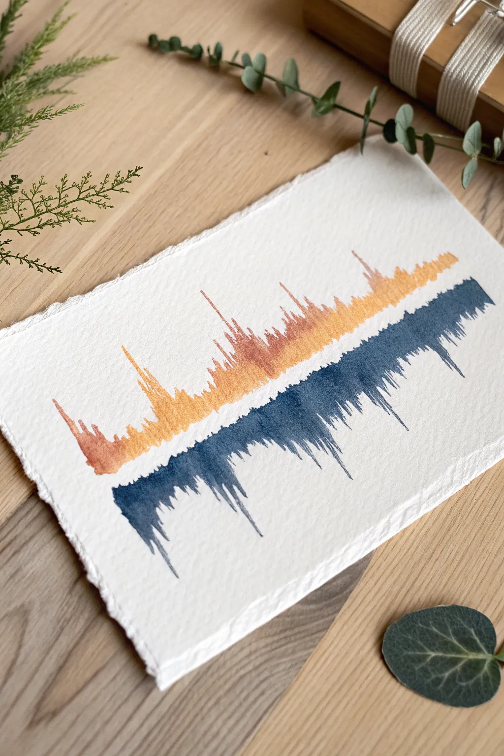 Minimal soundwave painting idea for dads birthday, bold peaks and clean lines with boho warmth
