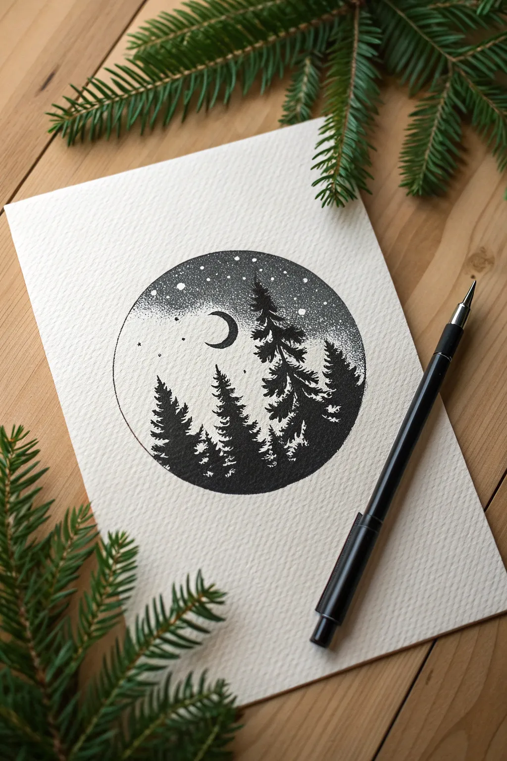 Capture the magic of the night forest with this easy circle drawing. 🌲✨ Perfect for beginners.