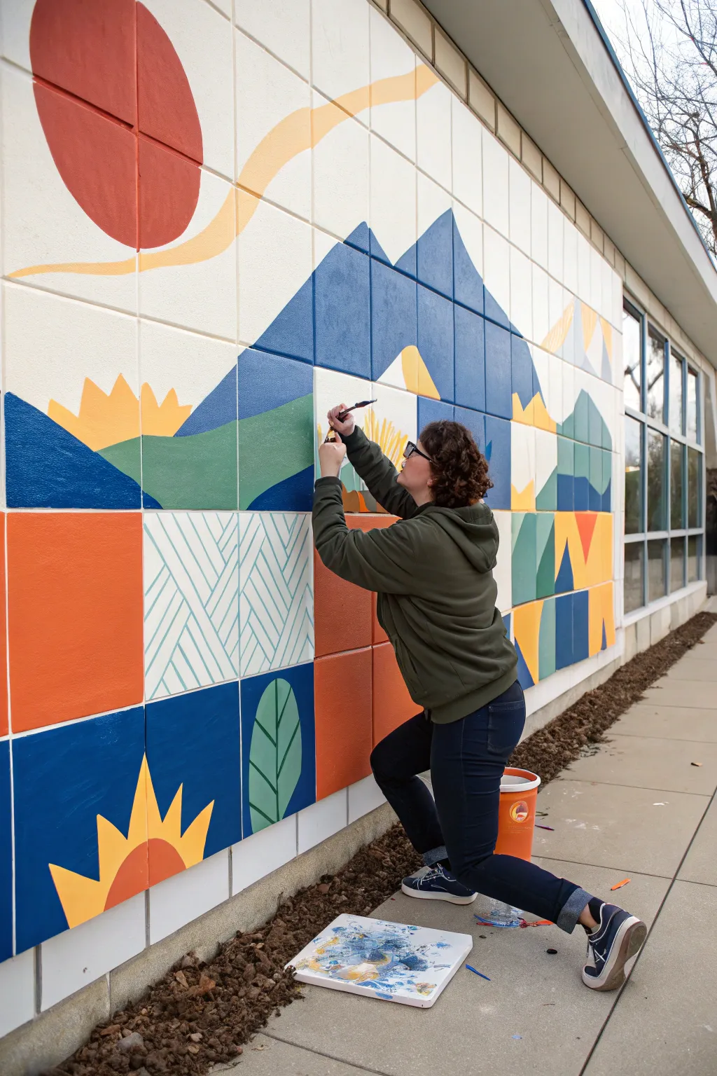 Create a segmented puzzle mural: each canvas a piece, together a bold team masterpiece.