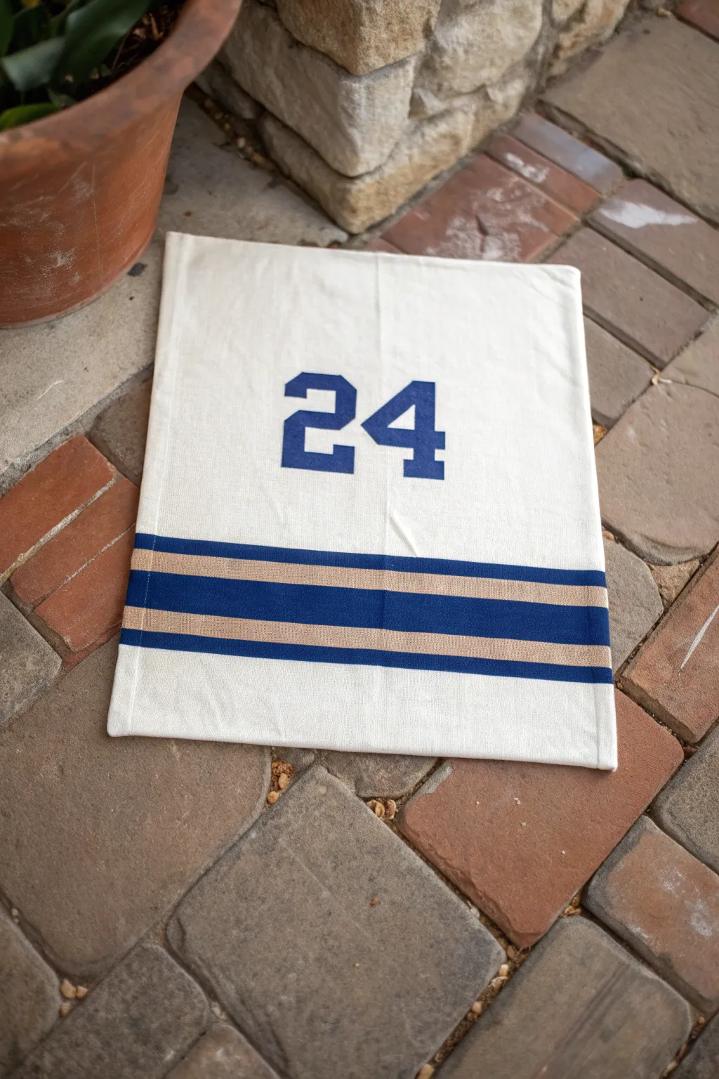 Easy jersey number block painting with sporty stripes and bold contrast, minimalist boho sports art